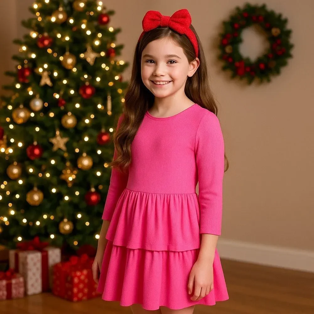 Epic Threads Big Girls Ribbed-Knit Tiered Ruffled Dress Sweetheart Size L
